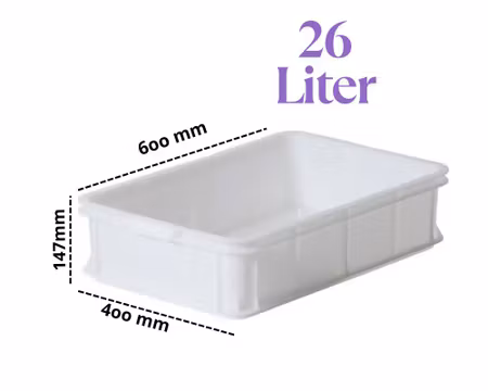 Förvaringsback 26Liter Vit, Stapelbar 600x400x147 mm