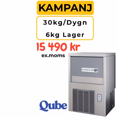 Iskubmaskin SL50 Luftkyld Med Tömningspump, 30kg/dygn-Binge 6kg, NTF