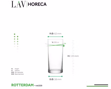 Drinkglas Rotterdam Highball 29,5cl, LAV Horeca