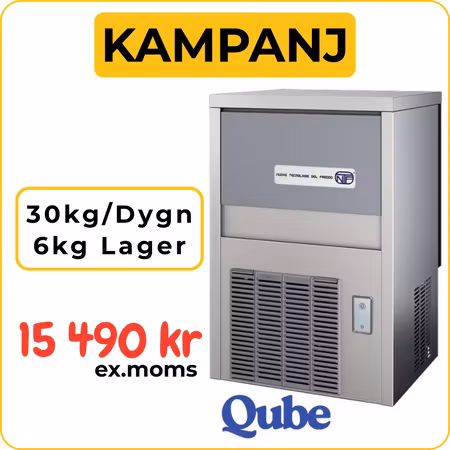 Iskubmaskin SL50 Luftkyld Med Tömningspump, 30kg/dygn-Binge 6kg, NTF