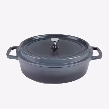 Gjutjärn Oval Gryta 45x36.4x16cm 8Liter Grå Induktion, AluChef