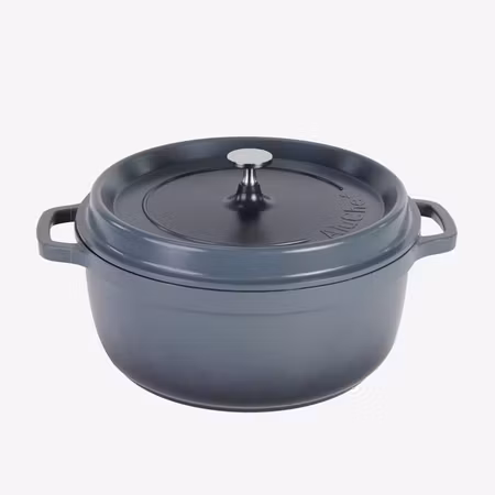 Alu-Gjutjärn Rund Gryta 28cm 7Liter Grå Induktion, AluChef