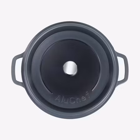 Alu-Gjutjärn Rund Gryta 28cm 7Liter Grå Induktion, AluChef