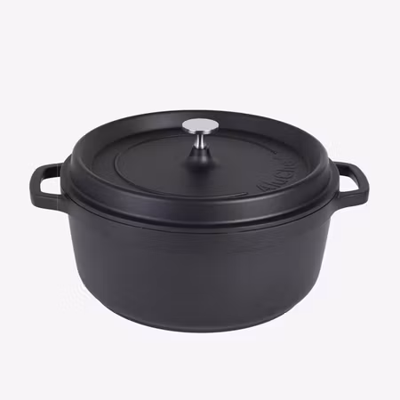 Alu-Gjutjärn Rund Gryta 28cm 7Liter Svart Induktion, AluChef