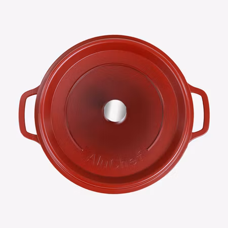 Alu-Gjutjärn Rund Gryta 28cm 7Liter Röd Induktion, AluChef