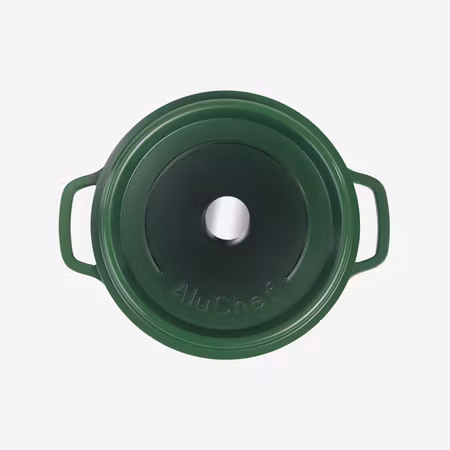Alu-Gjutjärn Rund Gryta 24cm 4,5Liter Grön Induktion, AluChef