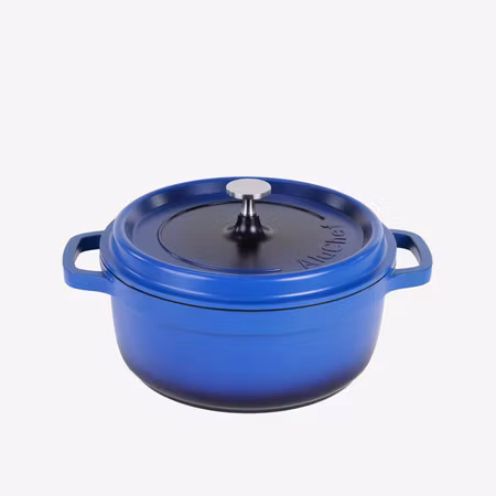 Alu-Gjutjärn Rund Gryta 24cm 4,5Liter Blå Induktion, AluChef