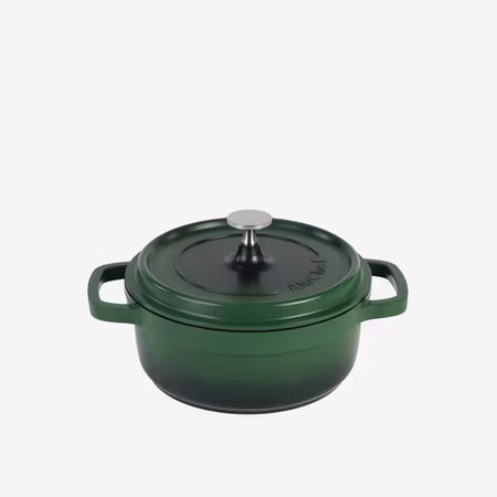 Alu-Gjutjärn Rund Gryta 20cm 2,5Liter Grön Induktion, AluChef