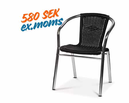 Karmstol Alu-Bistro, Svart fiberrotting, Exxent