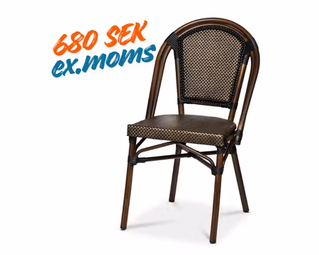 Stol Paris, Svart/brun texteline, Exxent