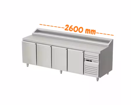 Pizzakylbänk 4 Dörrar, 2600x800x900mm, Allthermo