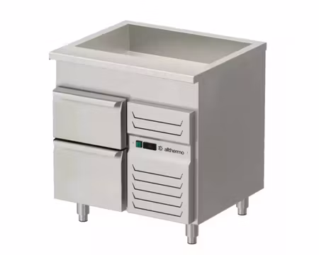 Salladskyl Med Kylbrunn & 2 Draglådor, 800x700x900mm, Allthermo