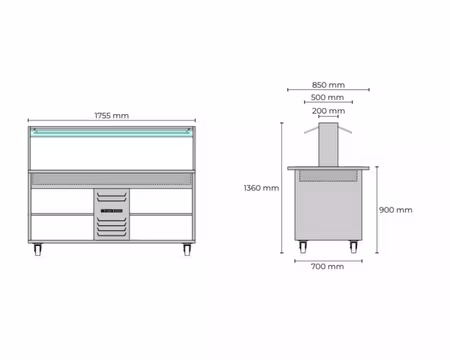 Salladsbuffé KBS 4xGN1/1-150, 1755x850x1360mm, Allthermo