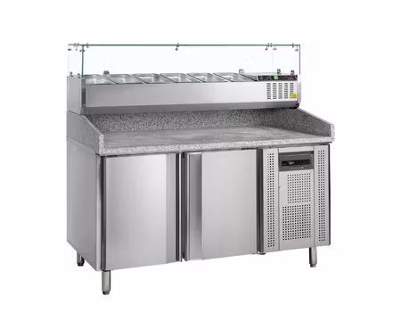 Pizzakylbänk PT1200 Upphöjd Kylränna, 1510x800x1448mm (Plåtmått 400x600mm), TEFCOLD