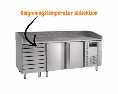 Pizzakylbänk PT1310, 2045x800x1000mm (Plåtmått:400x600mm), TEFCOLD