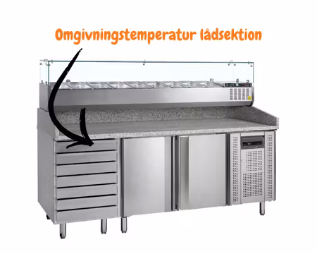 Pizzakylbänk PT1310 Upphöjd Kylränna, 2045x800x1448mm (Plåtmått 400x600mm), TEFCOLD