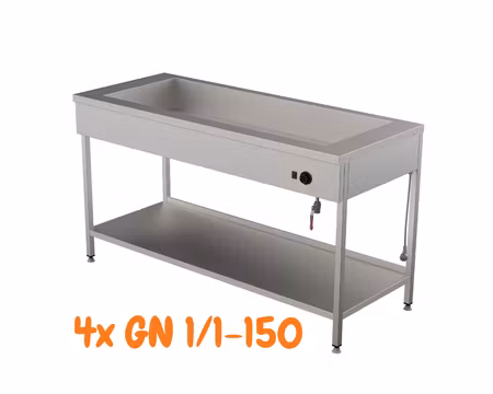 Vattenbad Med Öppet Stativ LHJ 1600 4xGN1/1-150, 1600x650x900mm , COOLPART