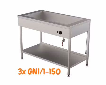 Vattenbad Med Öppet Stativ LHJ 1200 3xGN1/1-150, 1200x650x900mm , COOLPART