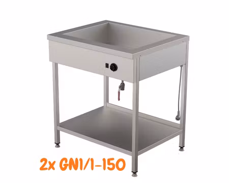Vattenbad Med Öppet Stativ LHJ 800 2xGN1/1-150, 800x650x900mm , COOLPART