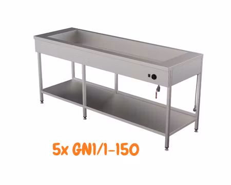 Vattenbad Med Öppet Stativ LHJ 2000 5xGN1/1-150, 2000x650x900mm , COOLPART