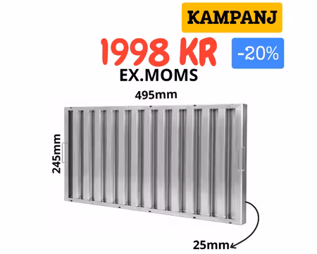 Fettfilter Med Flamskydd 495x245x25mm, BESTRO