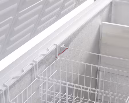 Frysbox/Glass Frysbox FR505S SL, 1504x700x945mm 463 Liter Med 2 Korgar,Lock av Rostfritt Stål, TEFCOLD