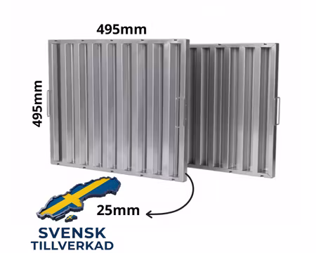 Fettfilter Med Flamskydd (Både Sidor) 495x495x25mm, BESTRO