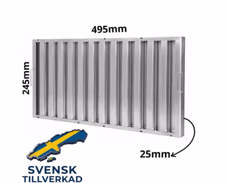 Fettfilter Med Flamskydd 495x245x25mm, BESTRO