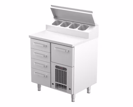 Kallskänkskylbänk KLE-805 5st Lådor Med Ram För GN1/1(3x100mm+1x150mm+1x200mm), 800x650x900mm, COOLPART