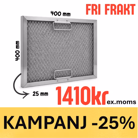 Fettfilter 400x400x25mm Aluminium Med Handtag, BESTRO