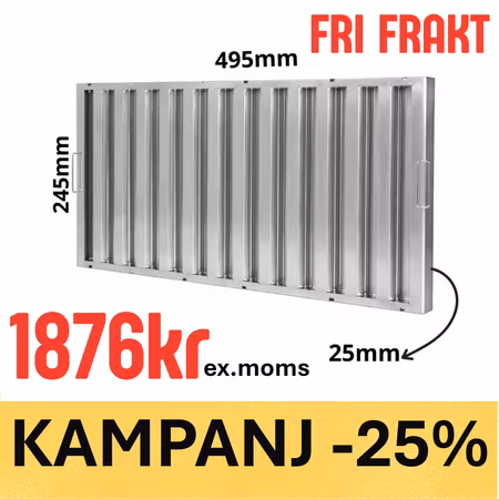 Fettfilter Med Flamskydd 495x245x25mm, BESTRO
