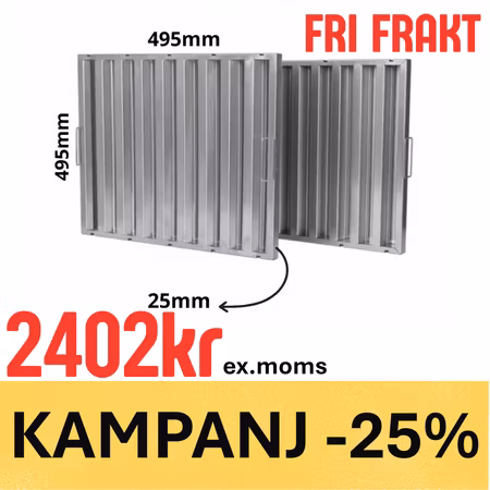 Fettfilter Med Flamskydd (Både Sidor) 495x495x25mm, BESTRO