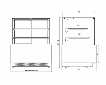 JUKA Kylmonter LUMINA MINI 60, 2st Hyllor+Botten 680x825x1200mm, COOLPART