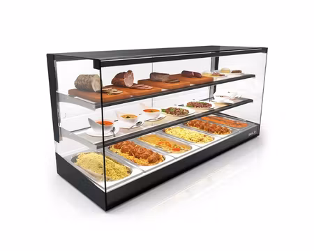 Värmevitrin Logic Tapas CLO26B-2, 1190x395x460mm Ink 6st GN1/3-40mm Bleck, SAYL