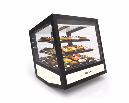 Kylvitrin QBO 620x670x670mm, Skjutglasdörrar Bak Stängd Mot Kund(LED), SAYL
