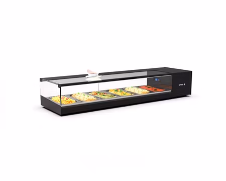 Kylvitrin Logic Tapas VTLG6 (Fjärrkyla), 1320x380x225mm Inkl 6st GN1/3-40mm, SAYL