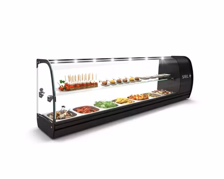 Kylvitrin Slim Tapas VSL7, 1350x260x400mm Inkl 7st GN1/6-40mm Bleck, SAYL