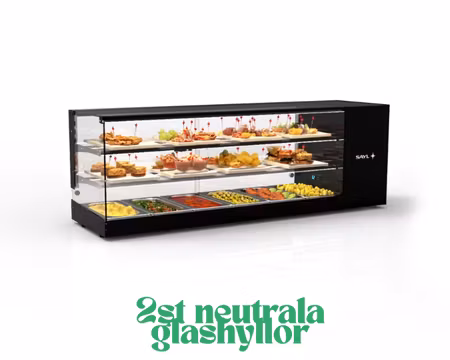 Kylvitrin Logic Tapas Triple VTLG26-2, 1320x380x460mm Inkl 6st GN1/3-40mm Bleck, SAYL