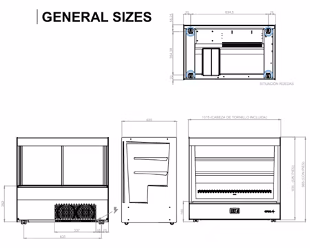 Kylmonter Compak RAC, 1015x620x950mm Rakt Glas Dörrar Mot Personal, SAYL