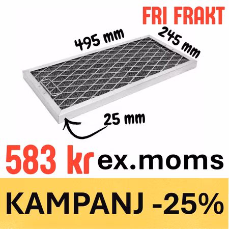 Fettfilter 495x245x25mm Aluminium, BESTRO