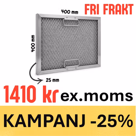 Fettfilter 400x400x25mm Aluminium Med Handtag, BESTRO