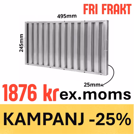 Fettfilter Med Flamskydd 495x245x25mm, BESTRO