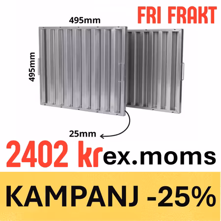 Fettfilter Med Flamskydd (Både Sidor) 495x495x25mm, BESTRO