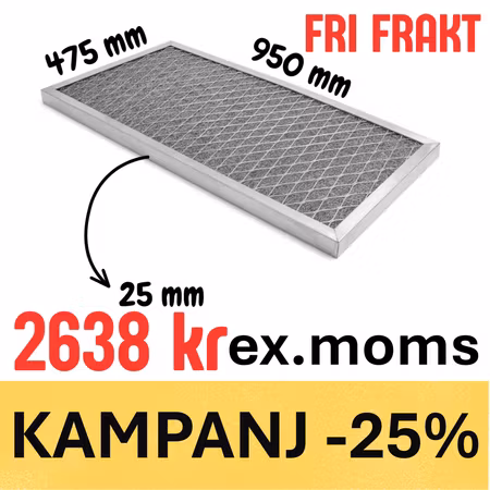 Fettfilter 950x475x25mm Aluminium Utan Handtag, BESTRO