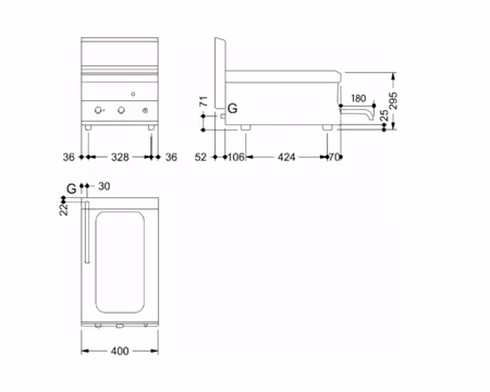 Gas Fritös FQG 64R, 7kW-8Liter, 400x650x295 mm, WERY