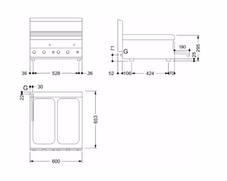 Gas Fritös FQG 66R, 14kW-2x8Liter, 600x650x295mm, WERY