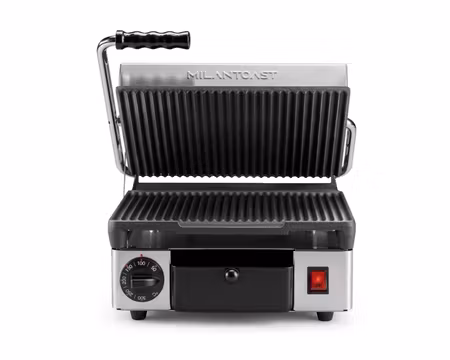 Klämgrill Enkel 16000 Räfflad Lagg/Räfflat Bord, Grillyta 290x250mm 1,7 kW, MILAN TOAST