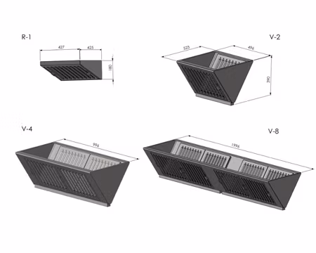 Ventilationskåpa VKL 2000 Takmonterad, 2000x900x400mm, COOLPART