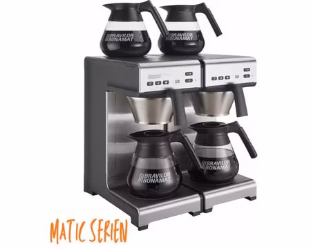 Kaffebryggare Matic Twin Med 4 Värmeplattor - Med Vattenanslutning, 4st Kannor Ingår, BRAVILOR BONAMAT
