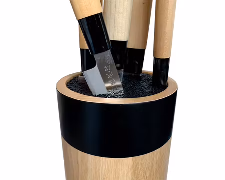 Knivblock/Knivställ Flexibelt i Björk, Ø13 cm, Houcho, SATAKE